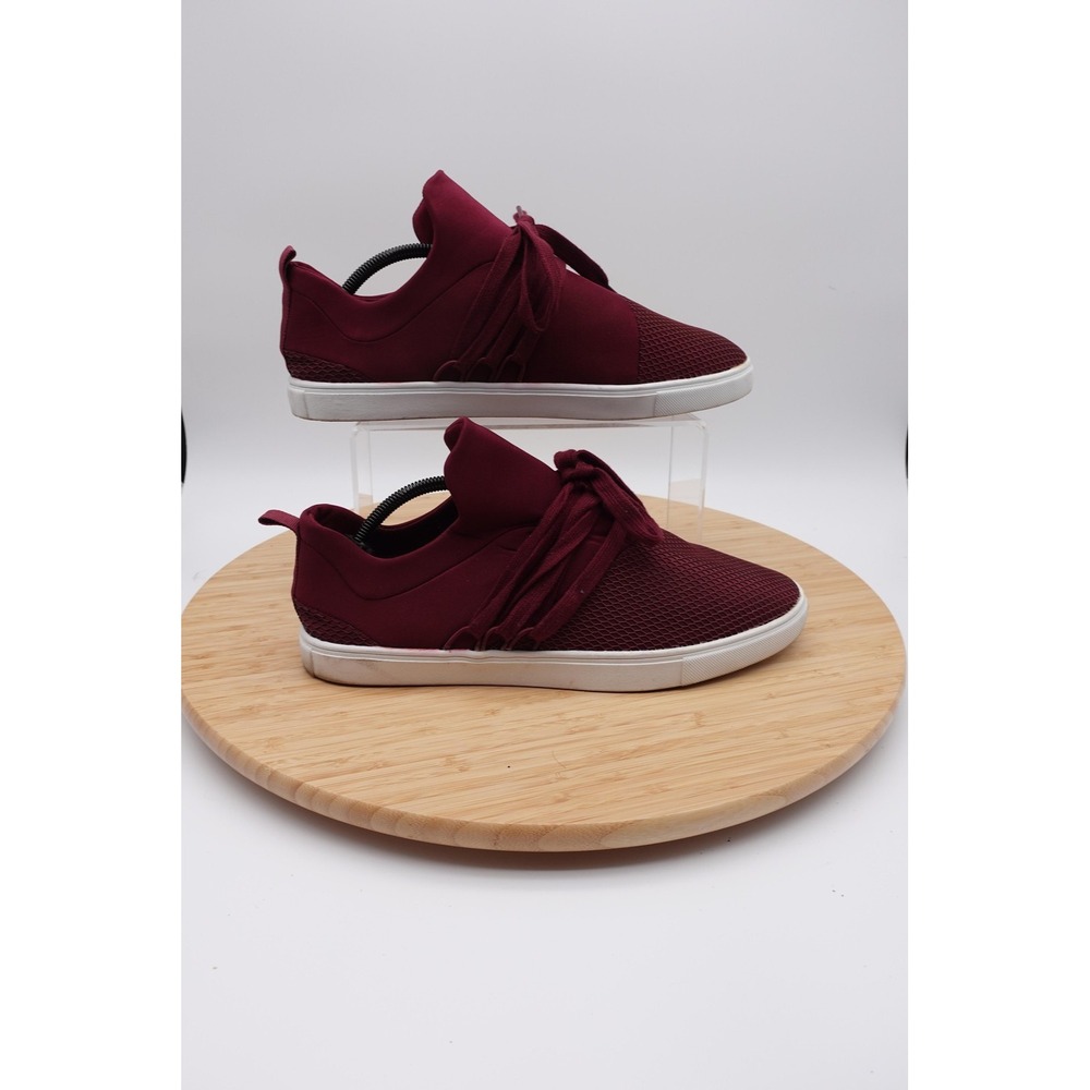 Brash Burgundy Mesh Lace Up Low Top Casual Athletic Fashion Sneakers Streetwear